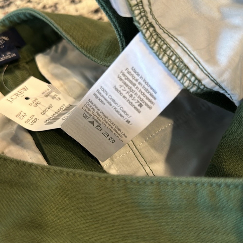 Nwt j crew green khaki vintage taper crop chino pant Size 12 J14 - Picture 7 of 9